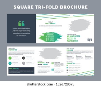 Square Trifold flyer template. Simple brochure design. Poster for business, education, advertisement, banner, ad banner. Vector illustration. multicolored gradient with white color.