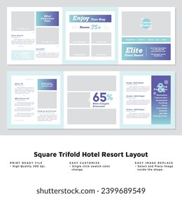 Square Tri fold Hotel Resort Layout