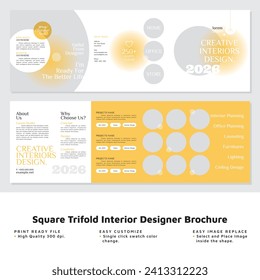 Square Trifold Interior Designer Brochure.