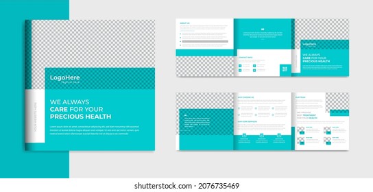 Square Trifold Medical brochure design multipage template for treatment, Clinic