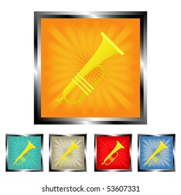 Square trumpet burst vector buttons
