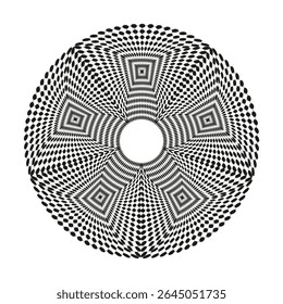 Square tunnel shape. Concentric box pattern. Vector abstract hole. Monochrome symmetry form.