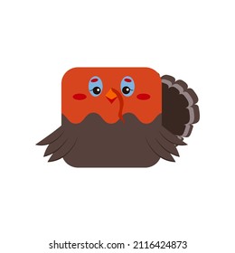 Square turkey bird farm animal face icon isolated on white background. Cute cartoon square shape turkey kawaii avatar for kids character. Vector flat clip art illustration mobile ui game application.