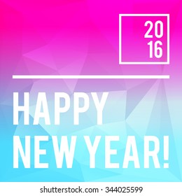 Square typography New Year design with gradient polygonal background, vector illustration