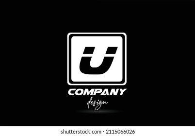 square U alphabet letter logo icon with black and white design. Creative template for company and business 