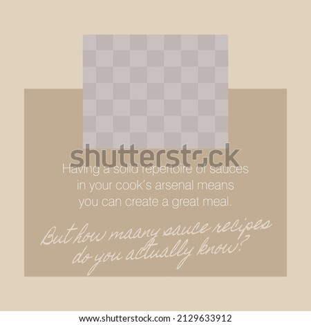 Square universal template for print, web and social networks. Square photo frame, description, beautiful caption. In beige tones. Theme. Trend vector illustration.