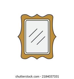 Square vanity Mirror icon in color, isolated on white background 