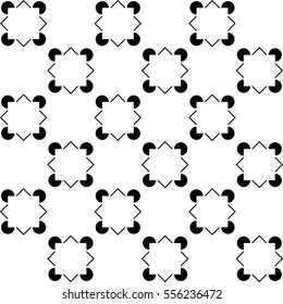 Square variation of the Kanizsa Optical Illusion - Tile pattern in diagonal layout, seamless editable repeating vector (Black)