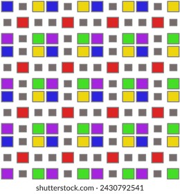 square with a variety of colors There are both small and large sizes, placed side by side and used to make fabric patterns. or black background