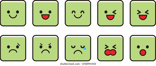 Square various facial expression icon material set
