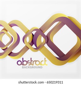 Square vector background, 3d style overlapping geometric shapes with shadows on light backdrop