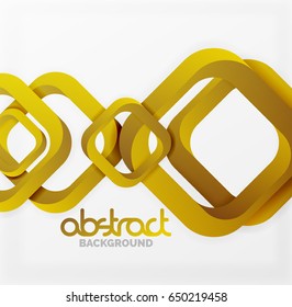 Square vector background, 3d style overlapping geometric shapes with shadows on light backdrop