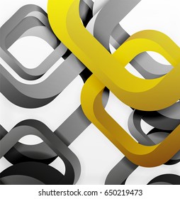 Square vector background, 3d style overlapping geometric shapes with shadows on light backdrop