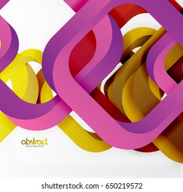 Square vector background, 3d style overlapping geometric shapes with shadows on light backdrop
