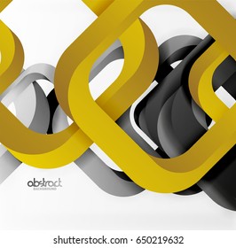 Square vector background, 3d style overlapping geometric shapes with shadows on light backdrop