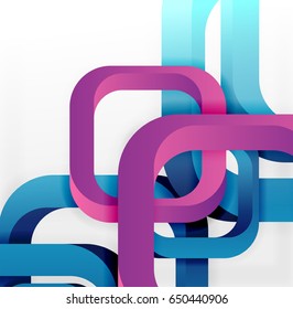 Square vector background, 3d style overlapping geometric shapes with shadows on light backdrop