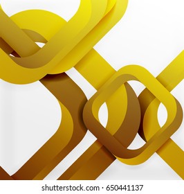 Square vector background, 3d style overlapping geometric shapes with shadows on light backdrop