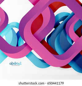 Square vector background, 3d style overlapping geometric shapes with shadows on light backdrop