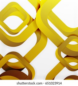 Square vector background, 3d style overlapping geometric shapes with shadows on light backdrop