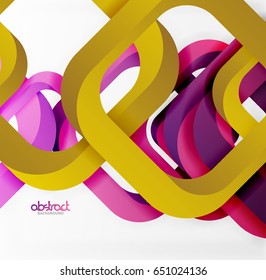 Square vector background, 3d style overlapping geometric shapes with shadows on light backdrop