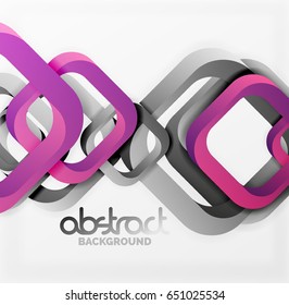 Square vector background, 3d style overlapping geometric shapes with shadows on light backdrop