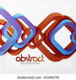 Square vector background, 3d style overlapping geometric shapes with shadows on light backdrop