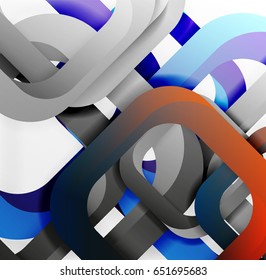 Square vector background, 3d style overlapping geometric shapes with shadows on light backdrop