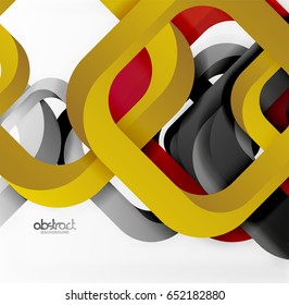 Square vector background, 3d style overlapping geometric shapes with shadows on light backdrop