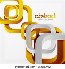 Square vector background, 3d style overlapping geometric shapes with shadows on light backdrop