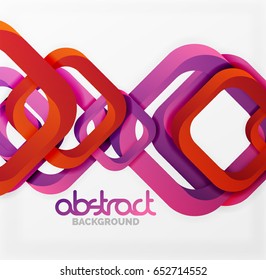 Square vector background, 3d style overlapping geometric shapes with shadows on light backdrop