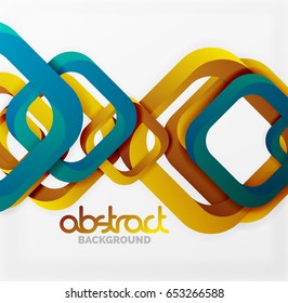 Square vector background, 3d style overlapping geometric shapes with shadows on light backdrop