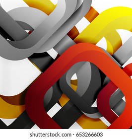 Square vector background, 3d style overlapping geometric shapes with shadows on light backdrop