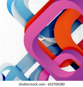 Square vector background, 3d style overlapping geometric shapes with shadows on light backdrop