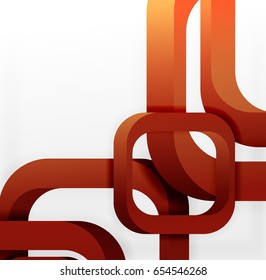 Square vector background, 3d style overlapping geometric shapes with shadows on light backdrop
