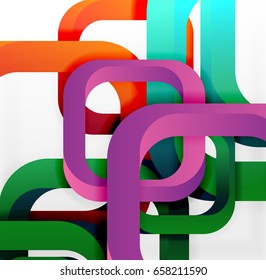 Square vector background, 3d style overlapping geometric shapes with shadows on light backdrop
