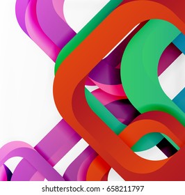 Square vector background, 3d style overlapping geometric shapes with shadows on light backdrop