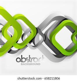 Square vector background, 3d style overlapping geometric shapes with shadows on light backdrop