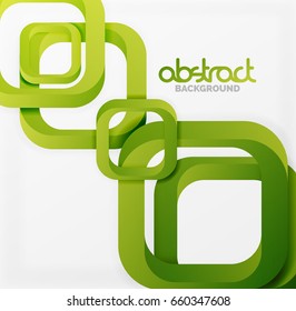 Square vector background, 3d style overlapping geometric shapes with shadows on light backdrop
