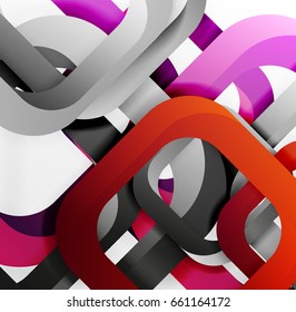 Square vector background, 3d style overlapping geometric shapes with shadows on light backdrop