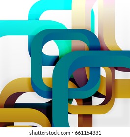 Square vector background, 3d style overlapping geometric shapes with shadows on light backdrop