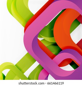 Square vector background, 3d style overlapping geometric shapes with shadows on light backdrop