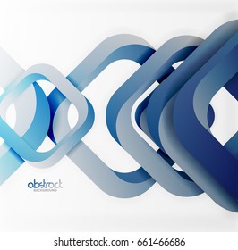 Square vector background, 3d style overlapping geometric shapes with shadows on light backdrop