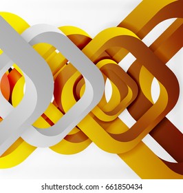 Square vector background, 3d style overlapping geometric shapes with shadows on light backdrop