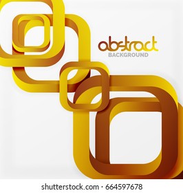 Square vector background, 3d style overlapping geometric shapes with shadows on light backdrop