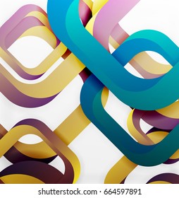 Square vector background, 3d style overlapping geometric shapes with shadows on light backdrop