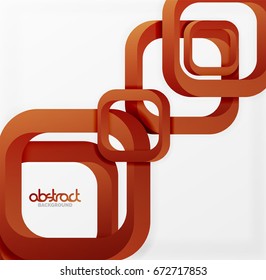 Square vector background, 3d style overlapping geometric shapes with shadows on light backdrop
