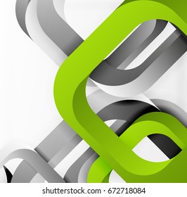 Square vector background, 3d style overlapping geometric shapes with shadows on light backdrop