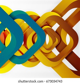 Square vector background, 3d style overlapping geometric shapes with shadows on light backdrop