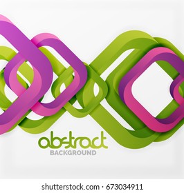 Square vector background, 3d style overlapping geometric shapes with shadows on light backdrop