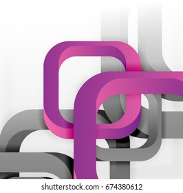 Square vector background, 3d style overlapping geometric shapes with shadows on light backdrop